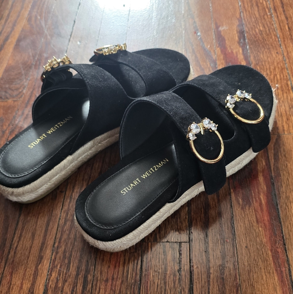 Stuart Weitzman Black Slide Sandals